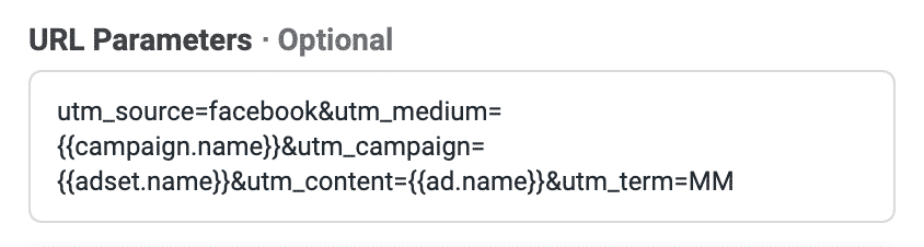 Dies sind die URL Parameter, mit denen wir unsere Facebook Kampagnen tracken.